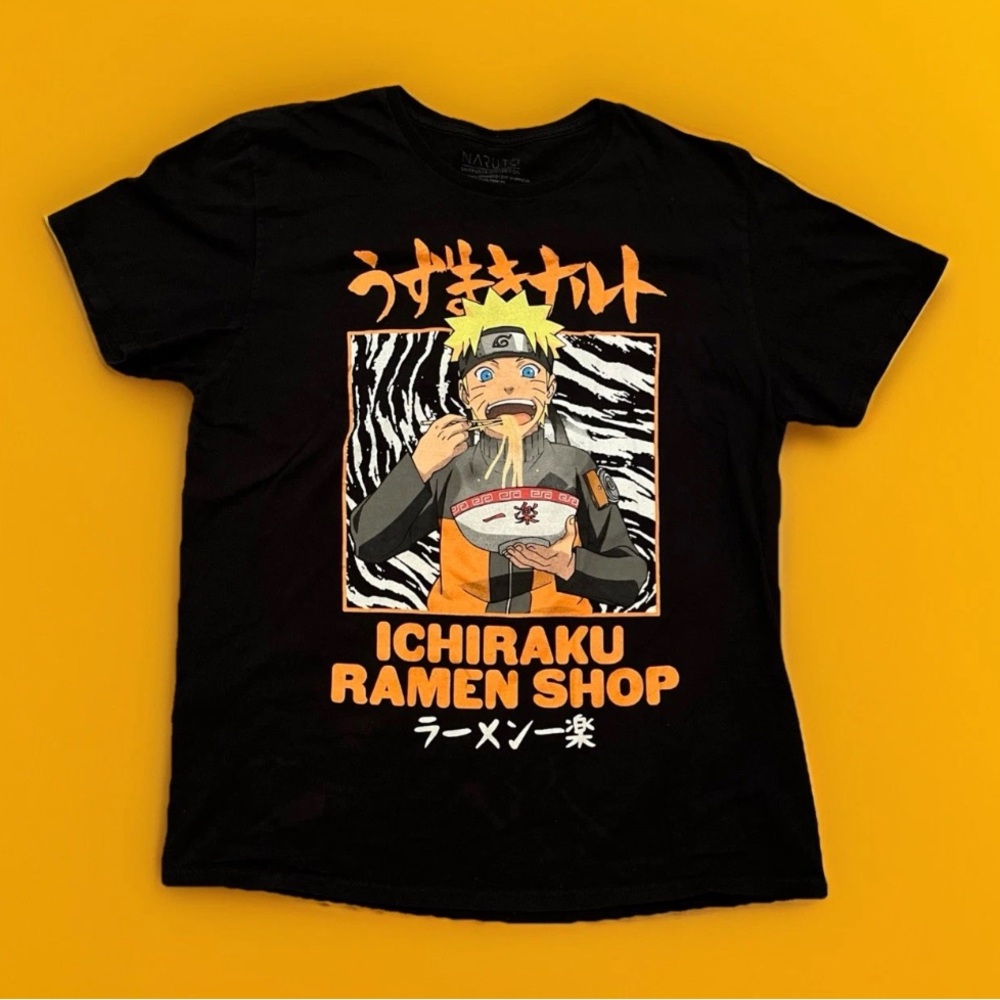 Original 1st Edition Black Naruto Ramen Soup Graphic T-Shirt
